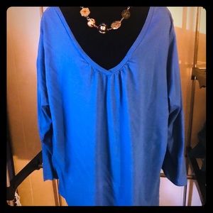 V-neck blue shirt